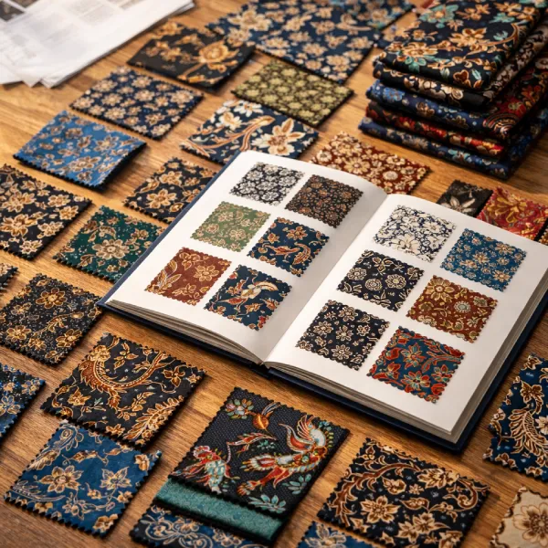 Katalog motif dan pilihan kain batik custom Versatra untuk pemesanan seragam institusi